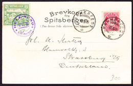 1906 Gelaufene Litho AK Spitsbergen Mit 5 öre Sondermarke Bell-Sund über Hammerfest Nach Strassburg. - Emisiones Locales