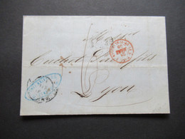 Italien 1858 Auslands Faltbrief Mit Inhalt Firenze - Lyon Mit Taxvermerk Und Roter K2 Tosc 2 Pt. De Beauvoisin - Toskana