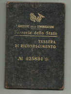FERROVIE  DELLO STATO TESSERA DI RICONOSCIMENTO  EMISSIONE 1929 - Historische Dokumente