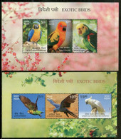 India 2016 Exotic Birds Parrots Blue Throated Macaw Wildlife Fauna Set Of 2 Miniature Sheets MS MNH - Cuckoos & Turacos