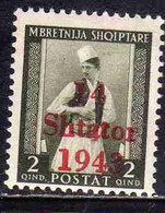 ALBANIA OCCUPAZIONE TEDESCA GERMAN OCCUPATION 1943 SOPRASTAMPATO 14 SHTATOR SETTEMBRE OVERPRINTED 2q MNH - Duitse Bez.: Albanië