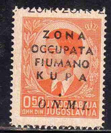 ZONA FIUMANO KUPA 1941 SOPRASTAMPATO CENT. 50c ONMI MNH - Fiume & Kupa