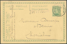 E.P. Carte 5 Centimes Vert, Obl. Sc SCHAERBEEK 3 du 19-XII-1918 Vers MORIALME (griffe De Fortune à L'arrivée, RR). - Sup - Griffes Linéaires