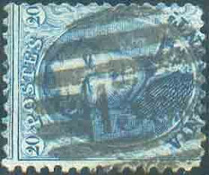 N°15 - Médaillon 20 Centimes Bleu Obl. à 8 Barres P.136 MARIEMBOURG idéalement Apposée. - Superbe - 19834 - 1863-1864 Medaglioni (13/16)