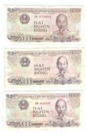 241/ Vietnam : 3 X 2 000 Dong 1988 - Vietnam