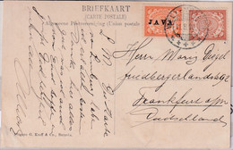 Niederl. Indien - 2 C. Ziffer+ 3C. Ziffer/JAVA Karte Weltevreden Frankfurt 1910 - Indie Olandesi