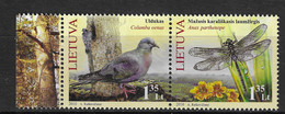 Lithuania 2010 MiNr. 1047 - 1048 Litauen Birds Stock Dove, Insects Dragonfly Lesser Emperor 2v MNH** 2,00 € - Litauen