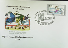 BLN: Brief Mit 100+50 Pf "125 J. Max Und Moritz" Mit SoSt. MERCHWEILER 29.4.90 Offizieller So-Umschlag Nr.1/1 Knr: 871 - Frankeermachines (EMA)