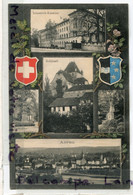 - AARAU -( Argovie ) Multi Vues, Schlossli, Blasons, Peu Courante,  5 Vues, Non écrite, épaisse, Coins Ok, TTBE, Scans.. - Aarau