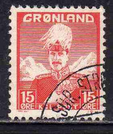 GREENLAND GRONLANDS GROENLANDIA GRØNLAND 1938 - 1946 KING CHRISTIAN X 15o  USED USATO OBLITERE' - Unused Stamps
