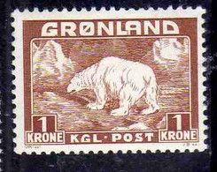 GREENLAND GRONLANDS GROENLANDIA GRØNLAND 1938 - 1946 KING CHRISTIAN X 1k MNH - Unused Stamps