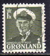 GREENLAND GRONLANDS GROENLANDIA GRØNLAND 1950 - 1960 KING FREDERCK IX 1o USED USATO OBLITERE' - Unused Stamps