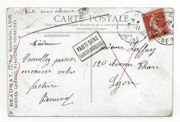 WW1 1914 CP Lyon Gare Rhone PARTI SANS LAISSER D' ADRESSE Origine BEAUNAT Soieries Lainages Fourrures Parapluies - Guerre De 1914-18