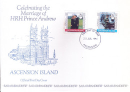 ASCENSION ISLAND : FDC : 23 JULY 1986 : CELEBRATING THE MARRIAGE OF HRH PRINCE ANDREW WITH SARAH - Ascension (Ile De L')