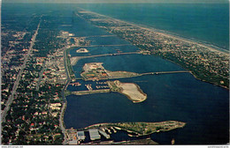 Florida Daytona Beach Aerial View Showing Five Bridges Crossing Halifax River - Daytona