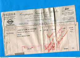 "CIE Des Pétroles" Facture Illustrée De 1938+à Payer Contre Quittance  Enregistrée 1fr Cachet Rouge - Cartas & Documentos