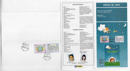 Brazil 2010 Folder Stamp RHM-C-3050/3051 Christmas children's Drawings + Angel Commemorative Cancel + Technical Details - Storia Postale