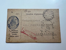 Slovenia Stationery Card 1943 With Stamp Ljubljana / Lubiana "zupnijski Urad Devica Marija V Polju" (No 562) - Lubiana