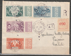 N° 80 - 83 Exposition Coloniale Lettre Recommandée De Tuamotu Pour Tahiti Oblitération Sce De La Plonge 17/10/1931 - Covers & Documents