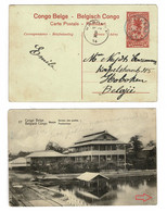 Belgisch Congo Belge Postwaardestuk Entier Postal BOMA 10 Ct Centimes Bureau Des Postes Kinshasa Bleu Hoboken - Entiers Postaux