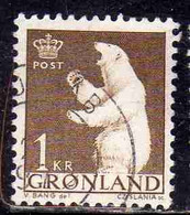 GREENLAND GRONLANDS GROENLANDIA GRØNLAND 1963 - 1968 POLAR BEAR ORSO POLARE 1k USED USATO OBLITERE' - Oblitérés