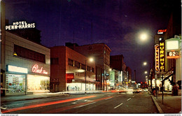 Pennsylvania Harisburg Downtown At Night Looking North On Market Street 1966 - Harrisburg