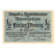Billet, Memel, 1/2 Mark, 1922, 1922-02-22, KM:1, NEUF - Lituania