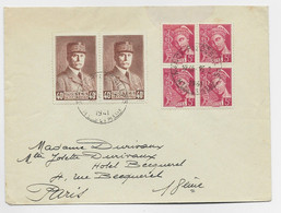 FRANCE MERCURE 5C BLOC DE 4+ 40C PETAIN BRUN PAIRE LETTRE NANCY 1941 AU TARIF - 1938-42 Mercurio