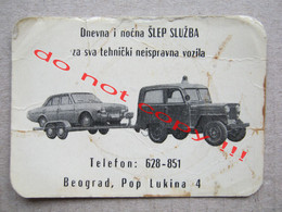 Day And Night Tow Service - Vehicle With Rotation ... - Small Calendar, Yugoslavia, Belgrade ( 1968 ) - Petit Format : 1961-70