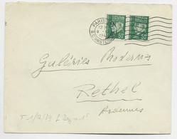 FRANCE PETAIN 50C VERT X2 LETTRE COVER MEC PARIS 118 9.XII .1941  AU TARIF - 1941-42 Pétain