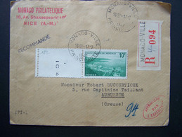 MONACO 1942 N° 182 SEUL SUR LETTRE ENTIERE RECOMMANDE - Storia Postale