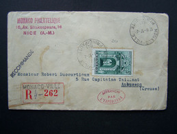 MONACO 1943 N° 260 SEUL SUR LETTRE ENTIERE RECOMMANDE - Briefe U. Dokumente