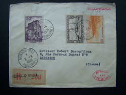 MONACO 1949 N° 311A + 313C + 329 SUR LETTRE ENTIERE RECOMMANDE - Lettres & Documents