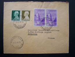 MONACO 1949 N° PAIRE 279 + 281 + 302A SUR LETTRE ENTIERE - Briefe U. Dokumente