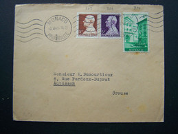 MONACO 1949 N° 303 + 304 + 310 SUR LETTRE ENTIERE - Covers & Documents