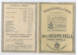 GRUMO APPULA ( BARI ) PREMIATA FABBRICA DI LIQUORI G. RELLA - BITTER - CARTONCINO PUBBLICITARIO + INNO 1913 (11376) - Alcools
