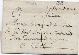 29209# 38 Le Deschaux CURSIVE 41mm LETTRE De VILLERS ROBERT Du 17 Mars 1835 JURA Pour DOLE - 1801-1848: Precursores XIX