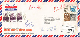 India Registered Air Mail Cover Sent To Denmark Bombay 2-4-1981 - Posta Aerea