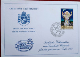 Liechtenstein 1987 Christmas,  Coat Of Arms, Emblems,special Postmark Vaduz , Sevice Philatelic Officiel, Angel Gabriel - Lettres & Documents