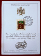 Liechtenstein 1988 Christmas,  Coat Of Arms, Emblems,special Postmark Vaduz , Sevice Philatelic Officiel, Art Religion L - Briefe U. Dokumente