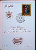 Liechtenstein 1990 Christmas,  Coat Of Arms, Emblems,special Postmark Vaduz , Sevice Philatelic Officiel, Art Religion - Lettres & Documents