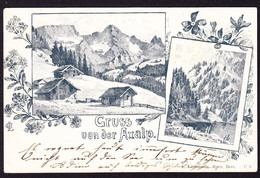 1898 Gelaufene Künstler AK (E. Lauterburg): Gruss Aus Der Axalp Mit Bahnpost (Bönigen) Nach Basel. Leichter Bug - Bönigen