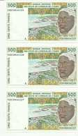 WEST AFRICAN ,  P 110Am ,  500 Francs , 2002 , UNC  Neuf,  3 Notes - Westafrikanischer Staaten