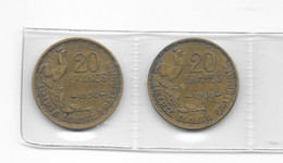2 PIECES DE 20 Francs GUIRAUD 3 PLUMES 1950 Et 1950B - Other - Europe