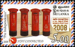 Sri Lanka 2008 World Post Day Post Box Stamp - Sri Lanka (Ceilán) (1948-...)