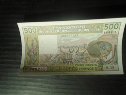 WEST AFRICAN ,  P 306Ca ,  500 Francs , 1988 , Almost UNC  Presque Neuf , - États D'Afrique De L'Ouest