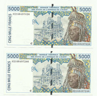 WEST AFRICAN ,  P 313Cl ,  5000 Francs , 2002 , UNC  Neuf , 2 Notes - West African States
