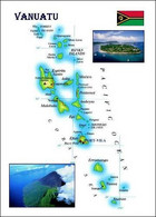 Vanuatu Country Map New Postcard * Carte Geographique * Landkarte - Vanuatu