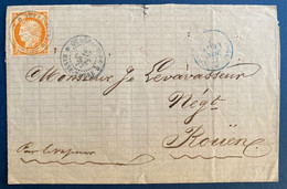 Guadeloupe Lettre 27 Oct 1877 Pour Rouen N°13 Obl Dateur Bleu "Guadeloupe /basse Terre" Par Vapeur Anglais TTB - Cartas & Documentos