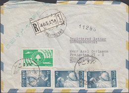 1958. REP. LIBANAISE. Registered Cover To Sweden With 5 P And 3 Ex 25 P Cancelled BEYROUTH 8.5.58. - JF426707 - Lebanon